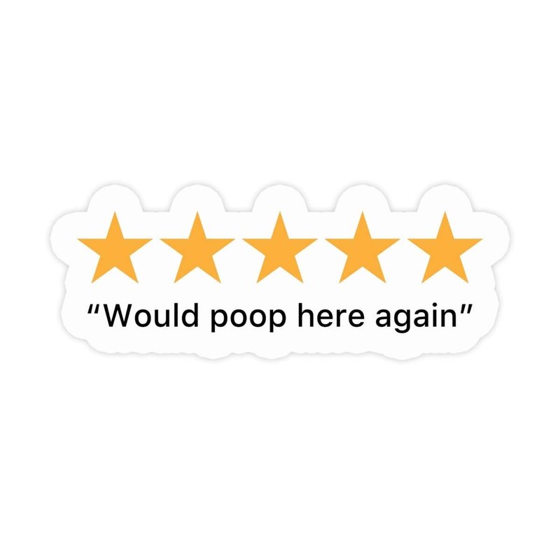 5 Stars Poop Here Again Sticker