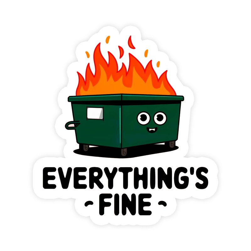 Everything’s Fine Dumpster Fire Sticker