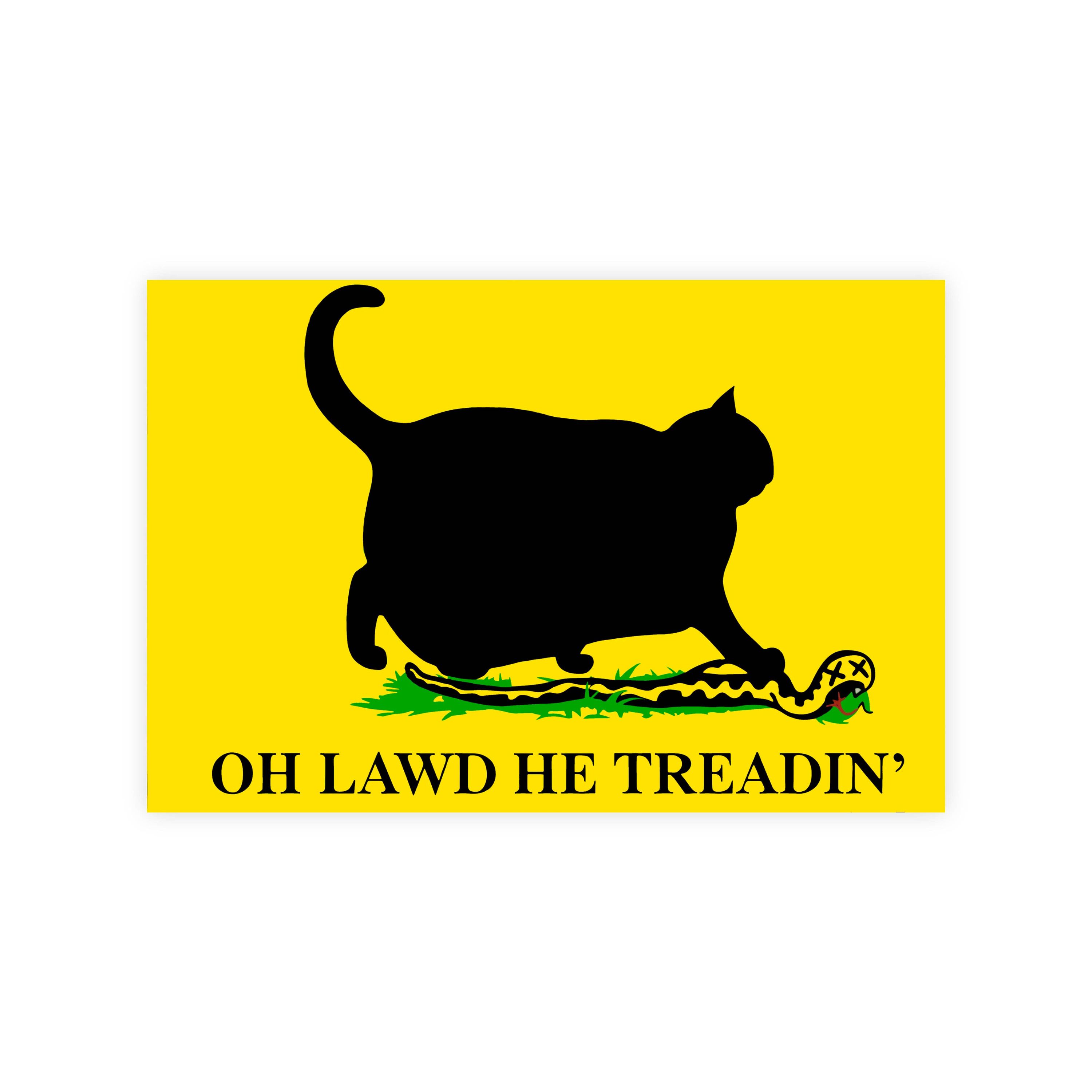 Oh Lawd He Treadin' USA Cat Sticker