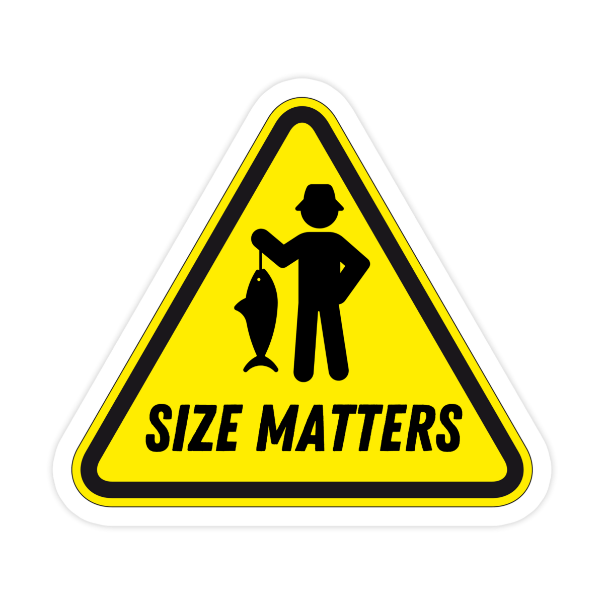 Size Matters Caution Sign Sticker