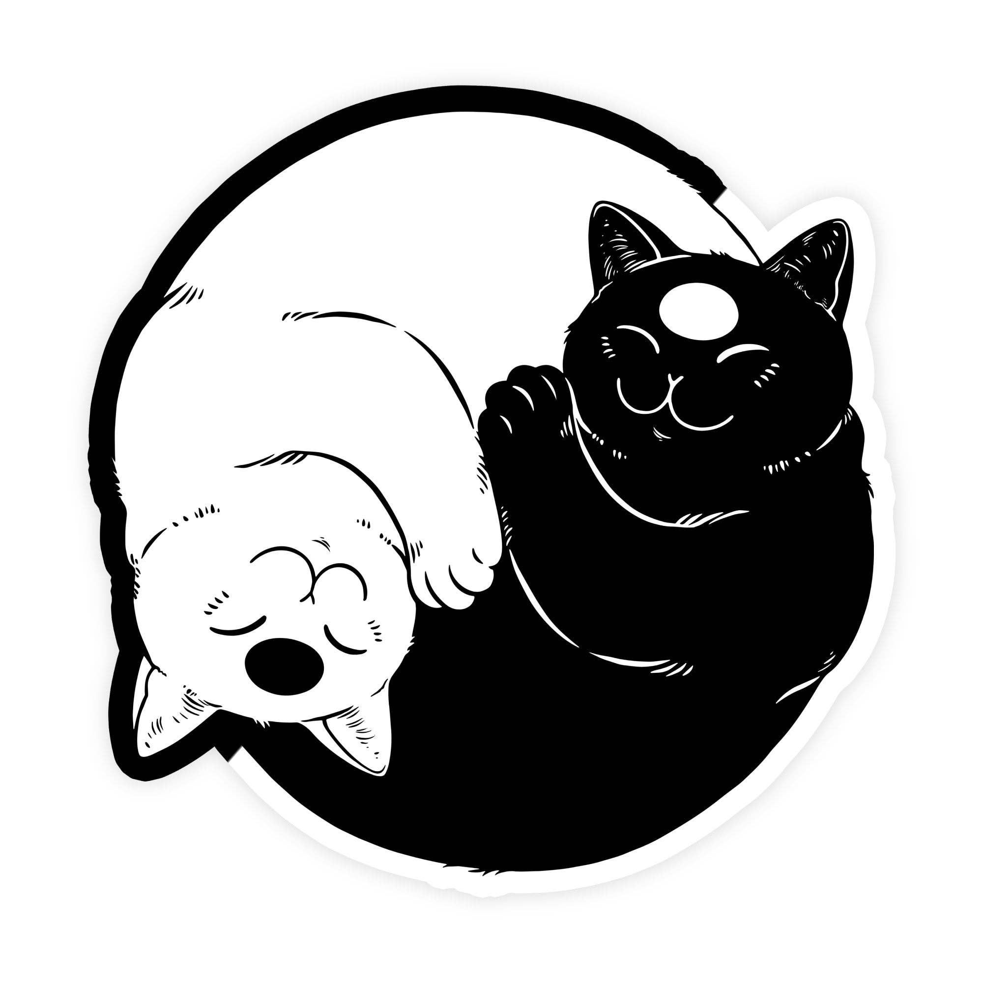 Yin And Yang Sign Cats Stickers