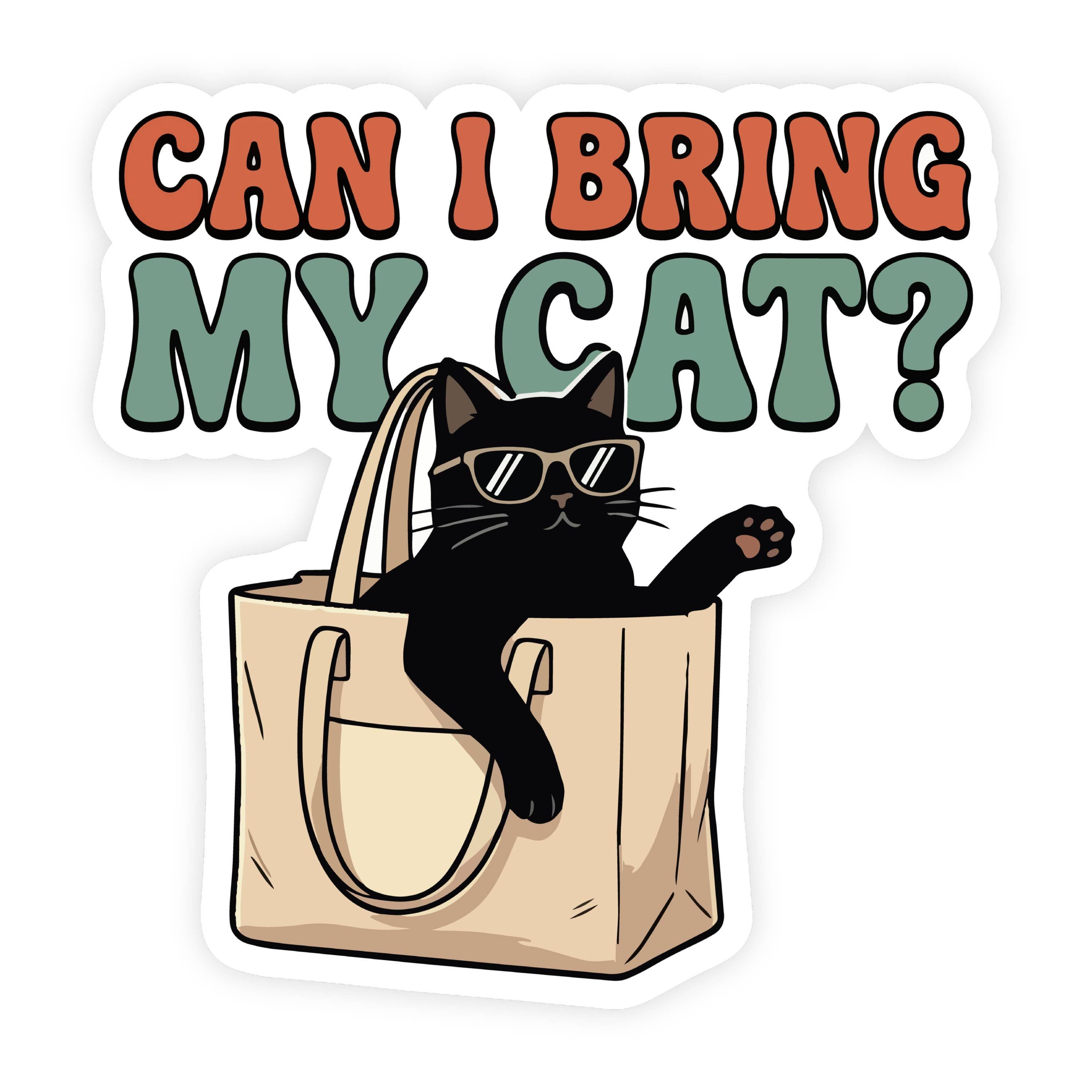 Can I Bring My Cat Vintage Cite Black Cat in Tote Sticker