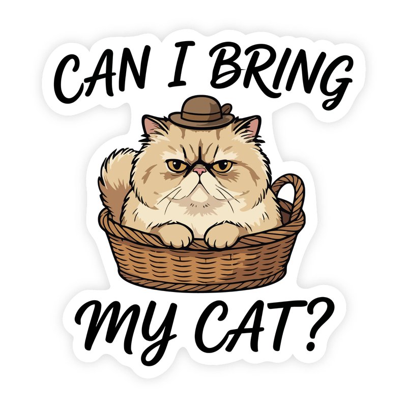Can I Bring My Cat Grumpy Persian Cat in Basket Sticker