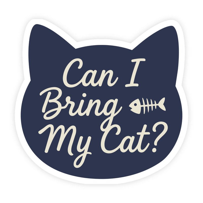 Can I Bring My Cat Minimalist Navy Silhouette Sticker
