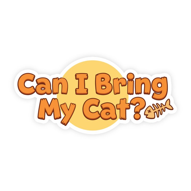 Can I Bring My Cat Cartoon Fish Bone Sticker