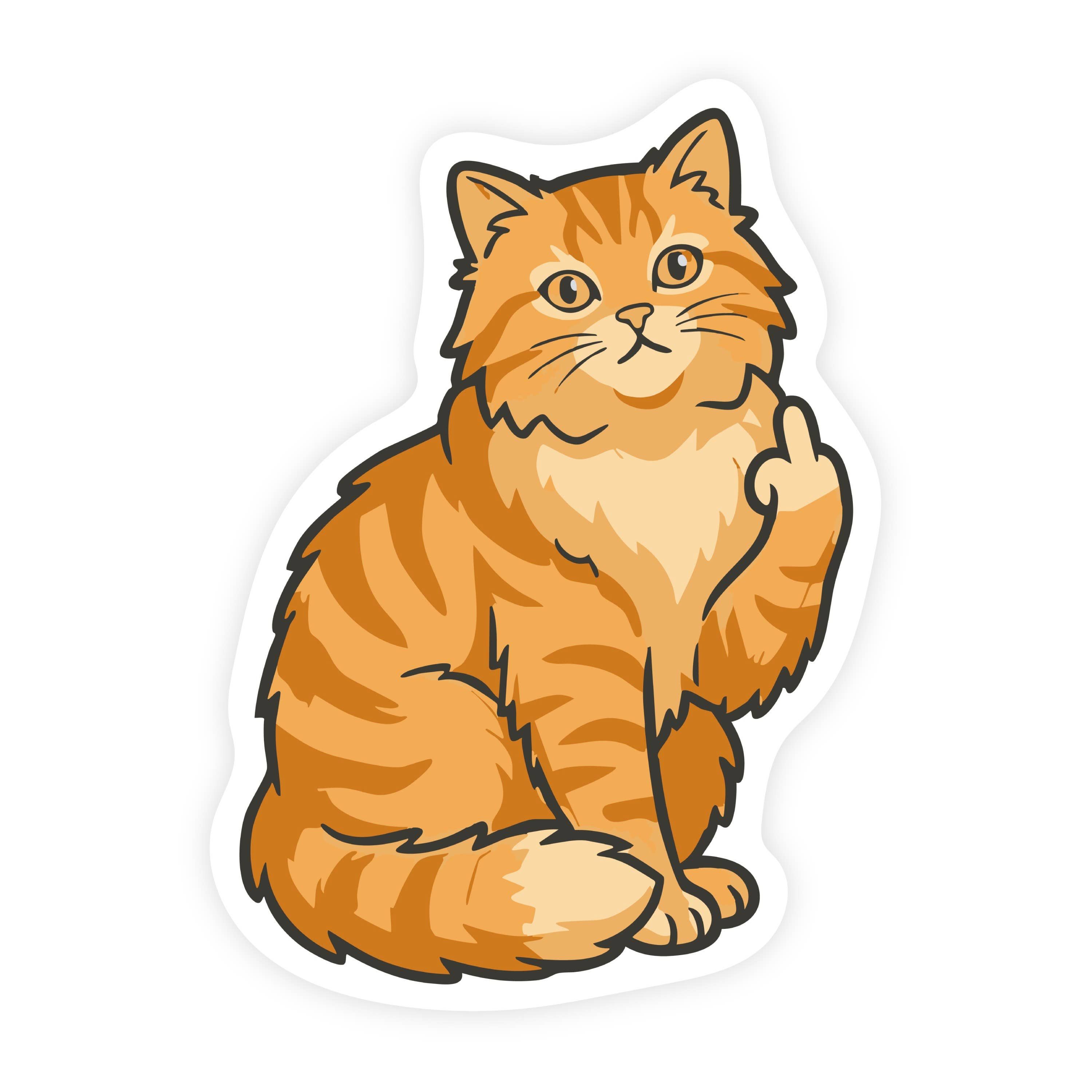 Cat Flipping Off Orange Tabby Cat Sticker