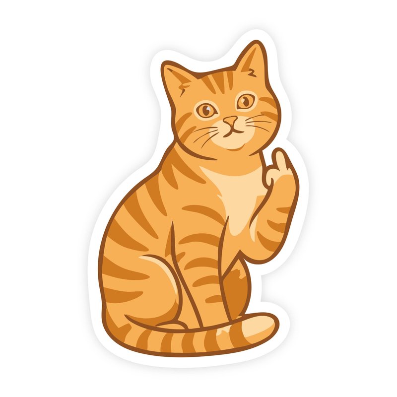 Cat Flipping Off Orange Cat Sticker
