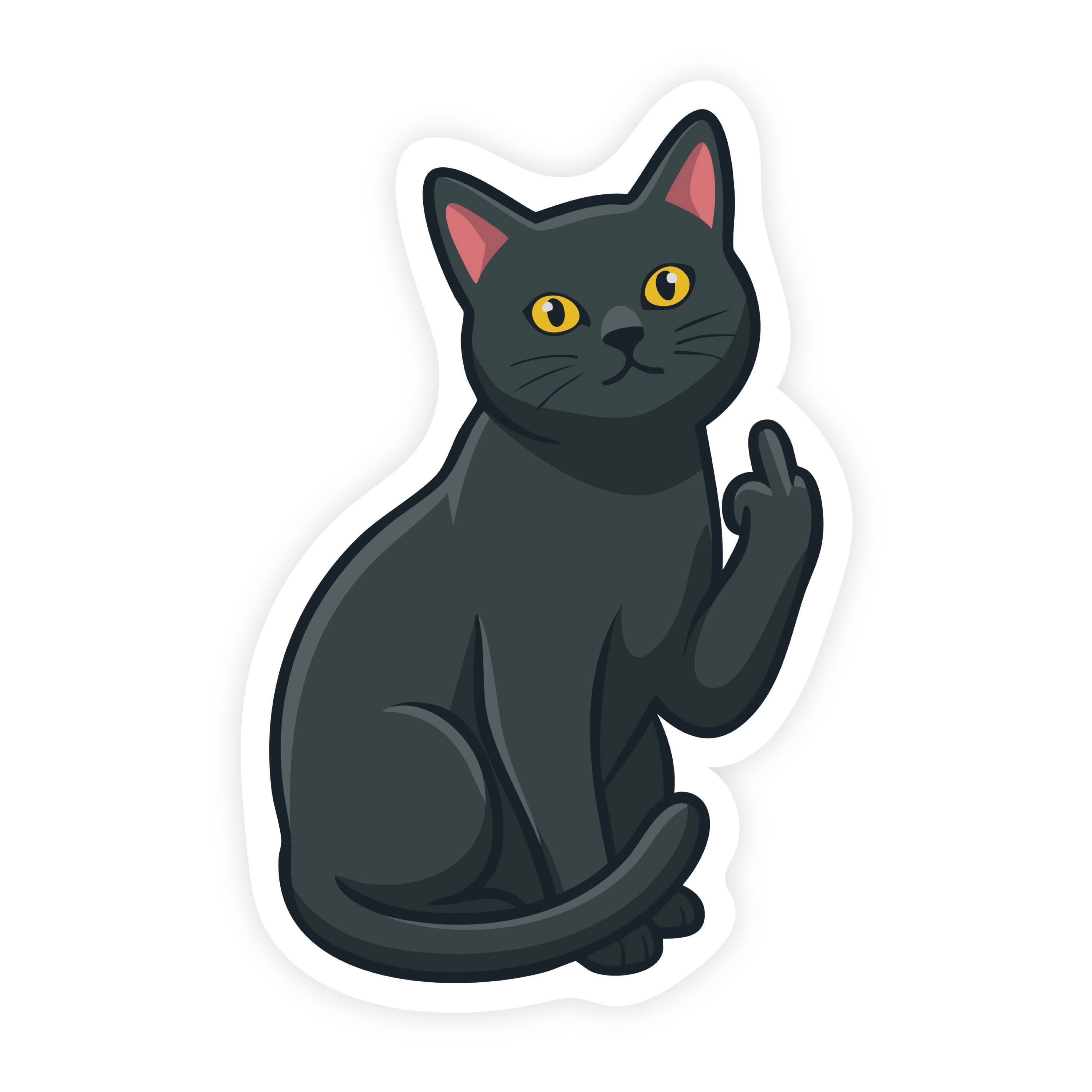 Cat Flipping Off Black Cat Sticker