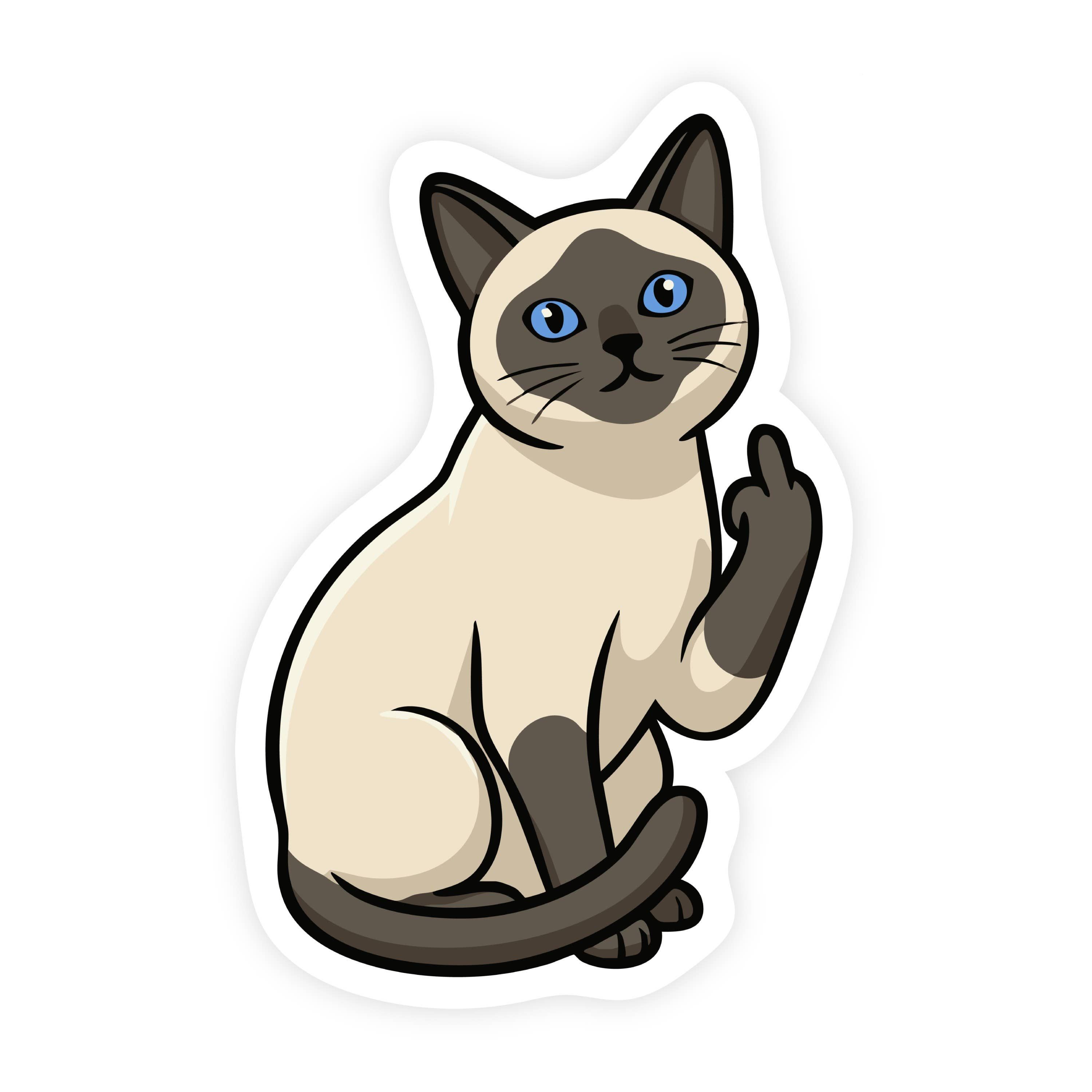 Cat Flipping Off Siamese Middle Finger Cat Sticker
