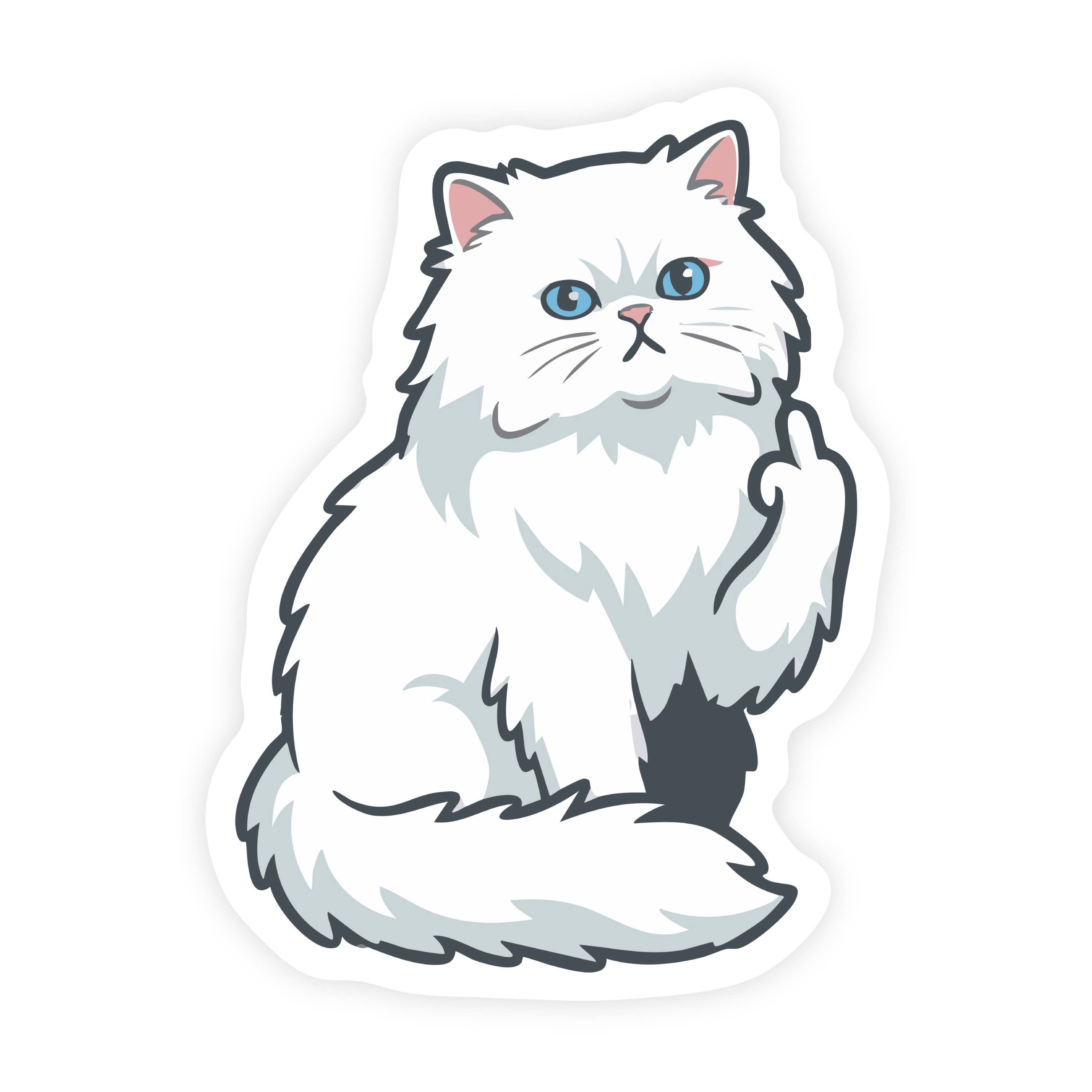Cat Flipping Off Persian Cat Sticker