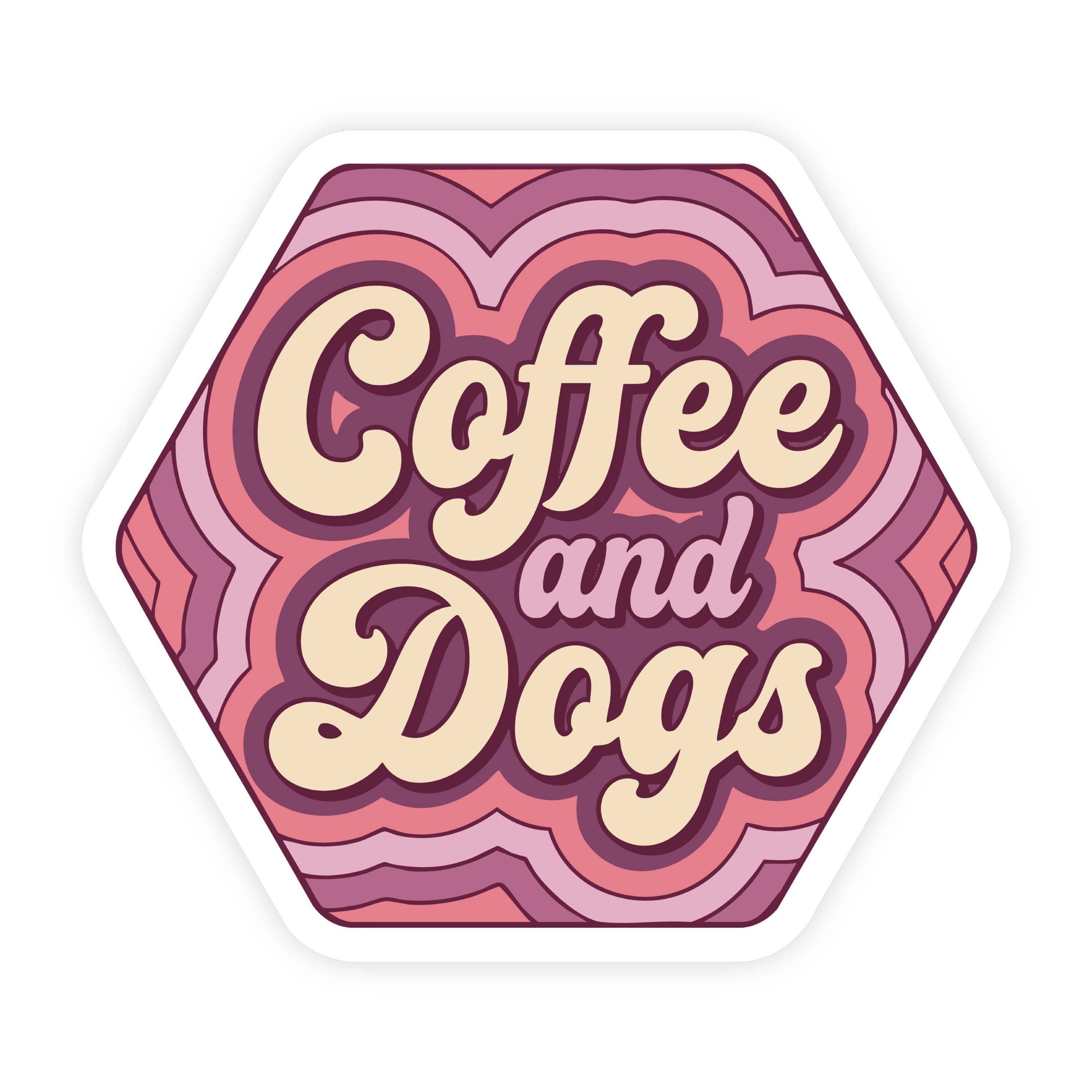 Coffee and Dogs Groovy Sticker