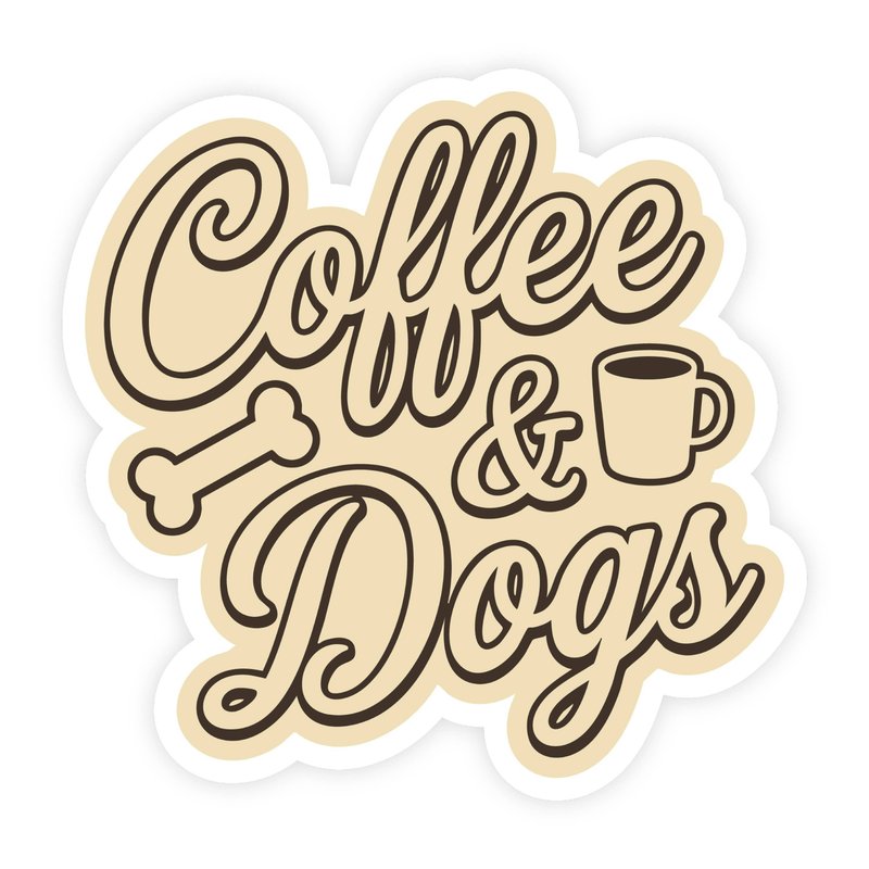 Coffee and Dogs Retro Script Sticker