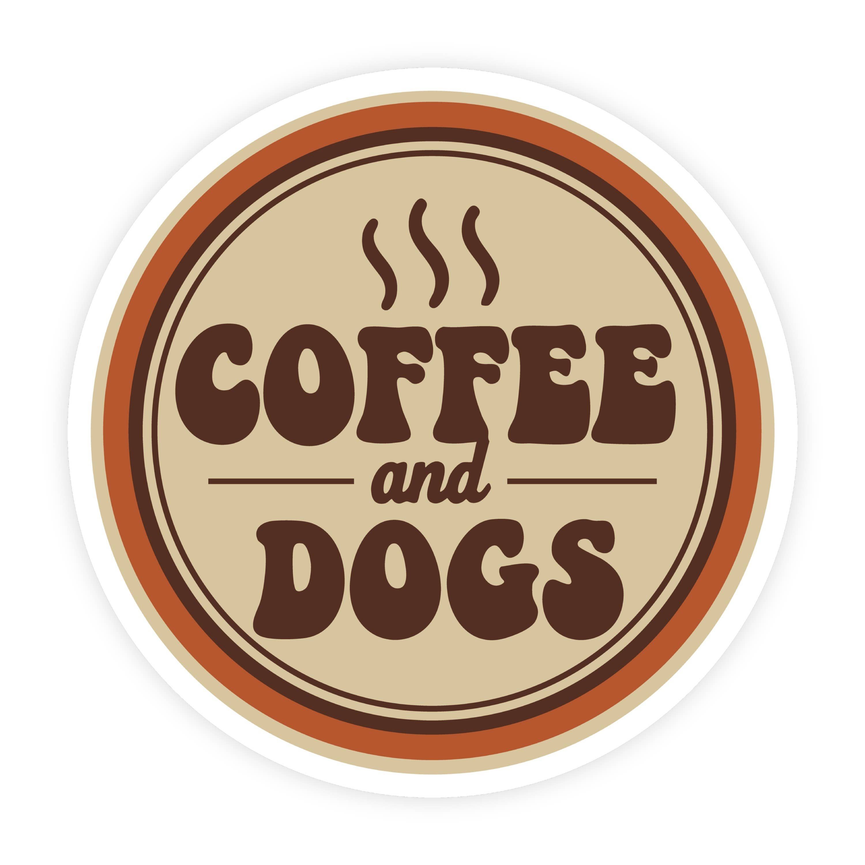 Coffee and Dogs Retro Mug Sticker