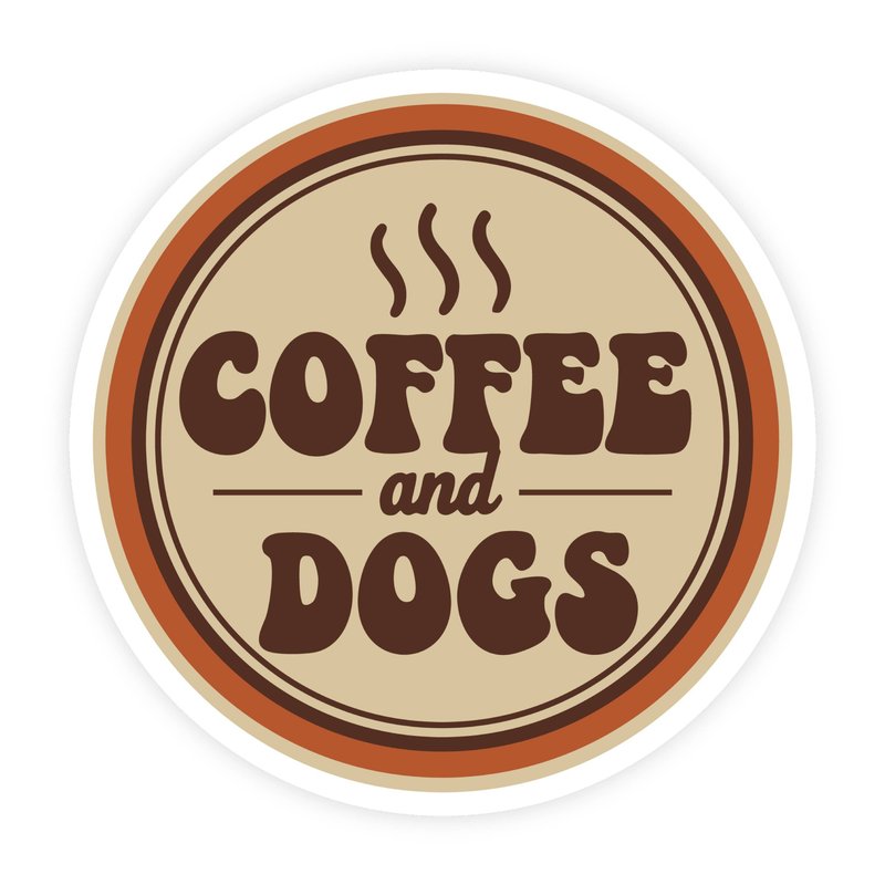 Coffee and Dogs Retro Mug Sticker