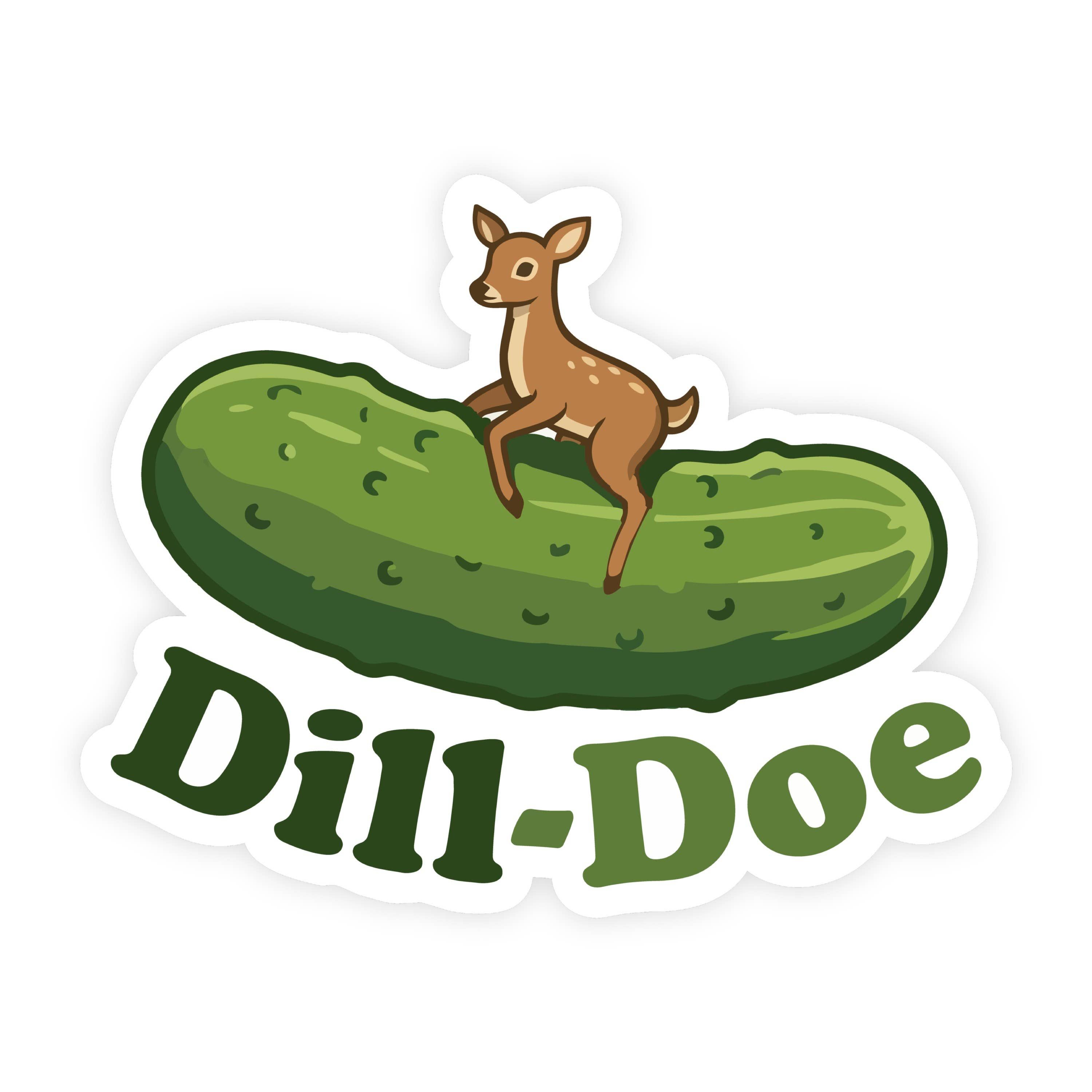 Dill Doe Deer Riding Pickle Sticker