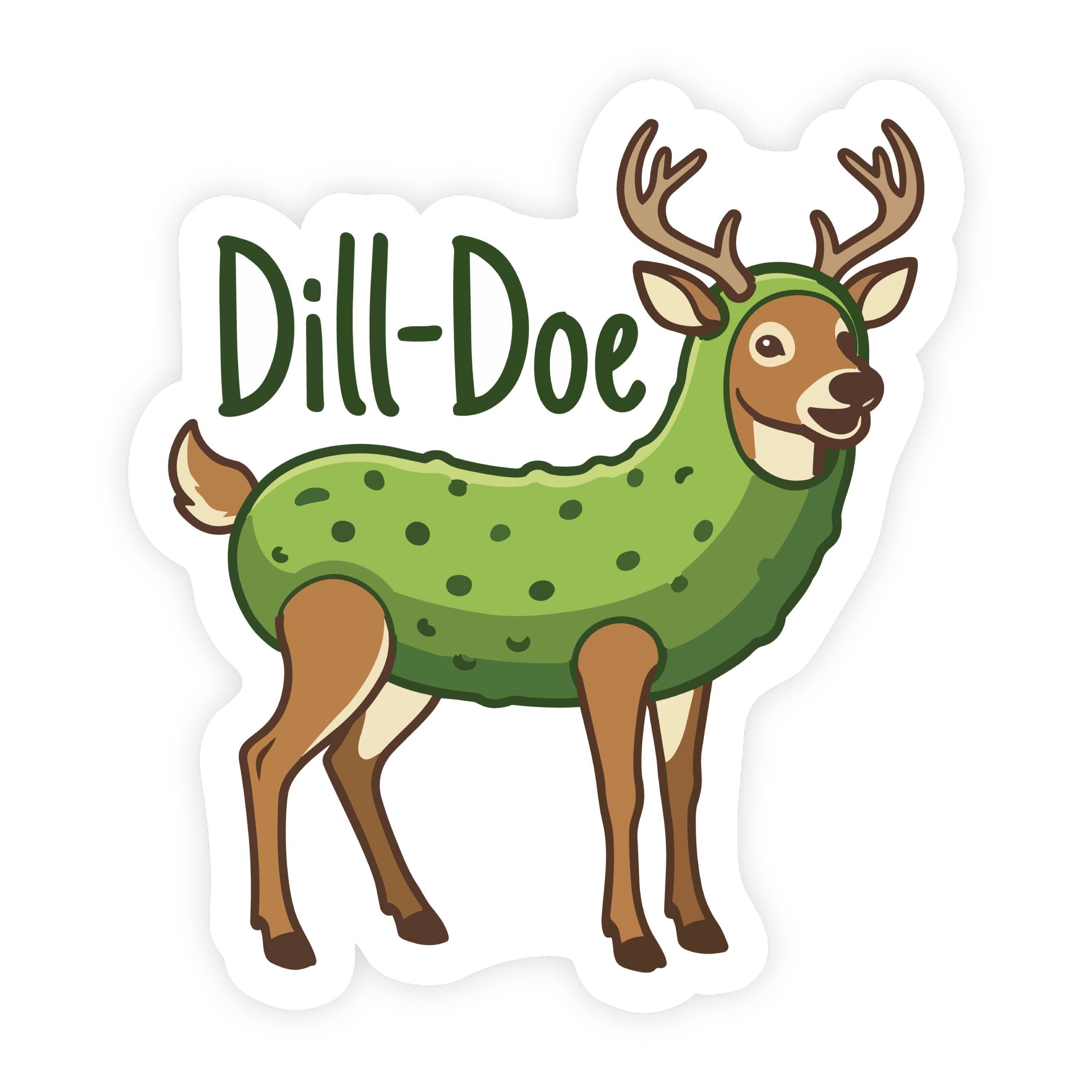 Dill Doe Deer Cartoon Pickle Sticker