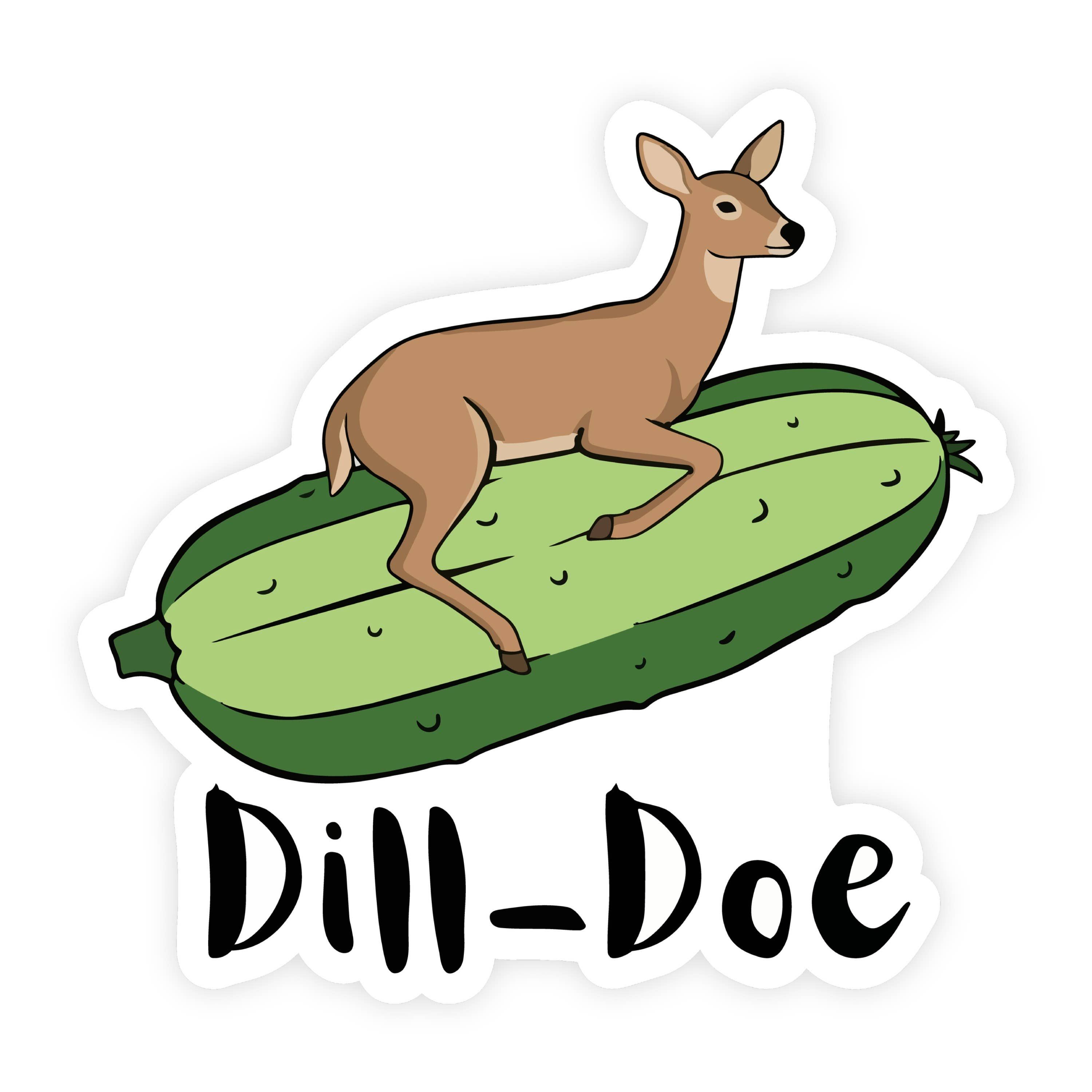 Dill Doe Punny Deer Pickle Sticker