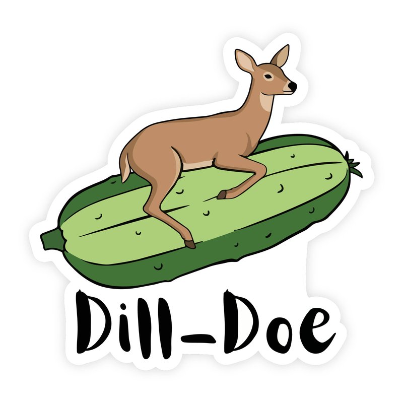 Dill Doe Punny Deer Pickle Sticker