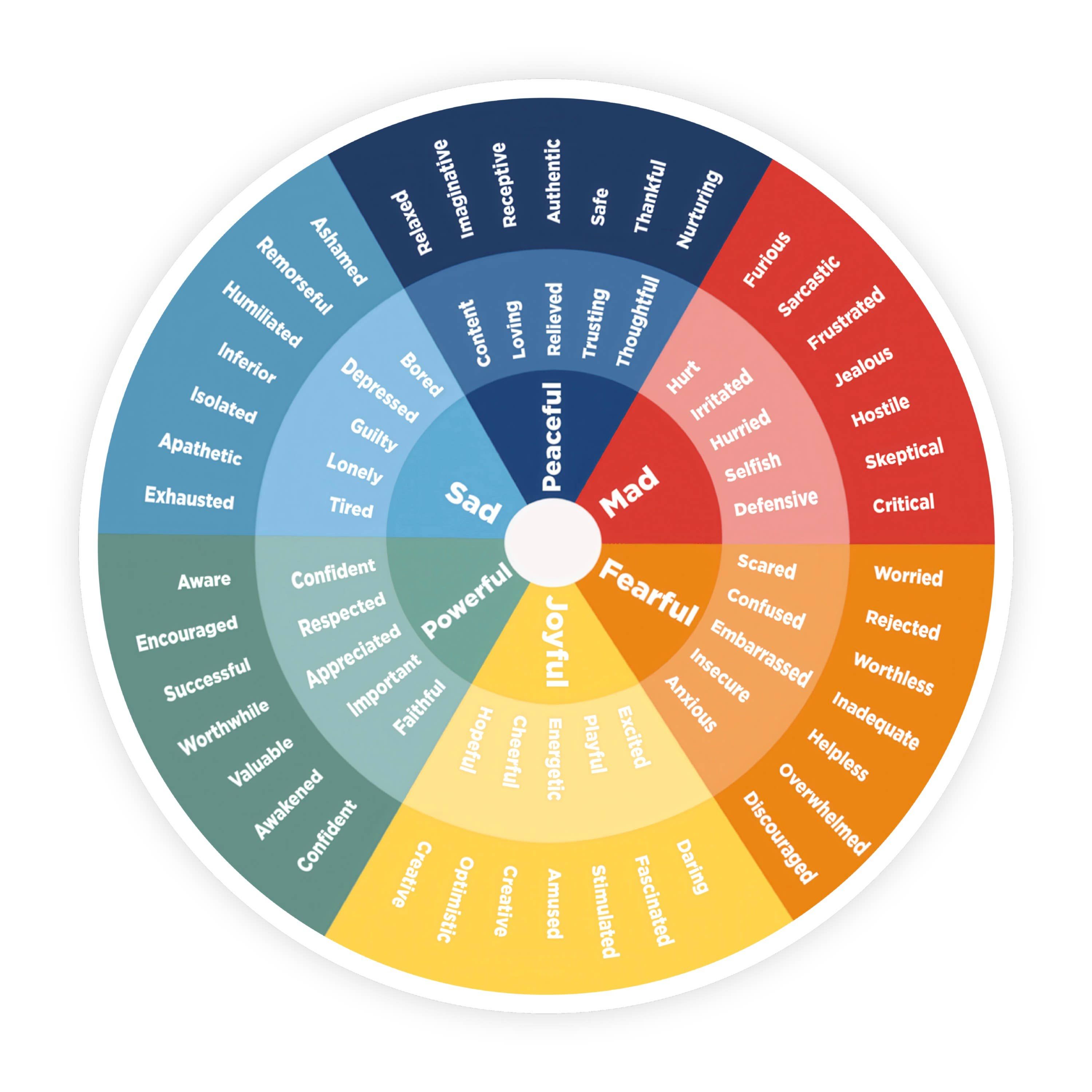 Feelings Wheel Rainbow Emotions Sticker
