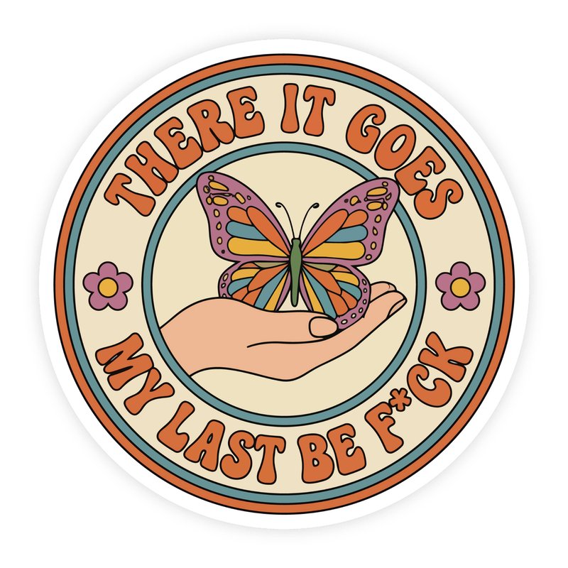 There Goes My Last Flying Fuck Butterfly Line Art Sticker