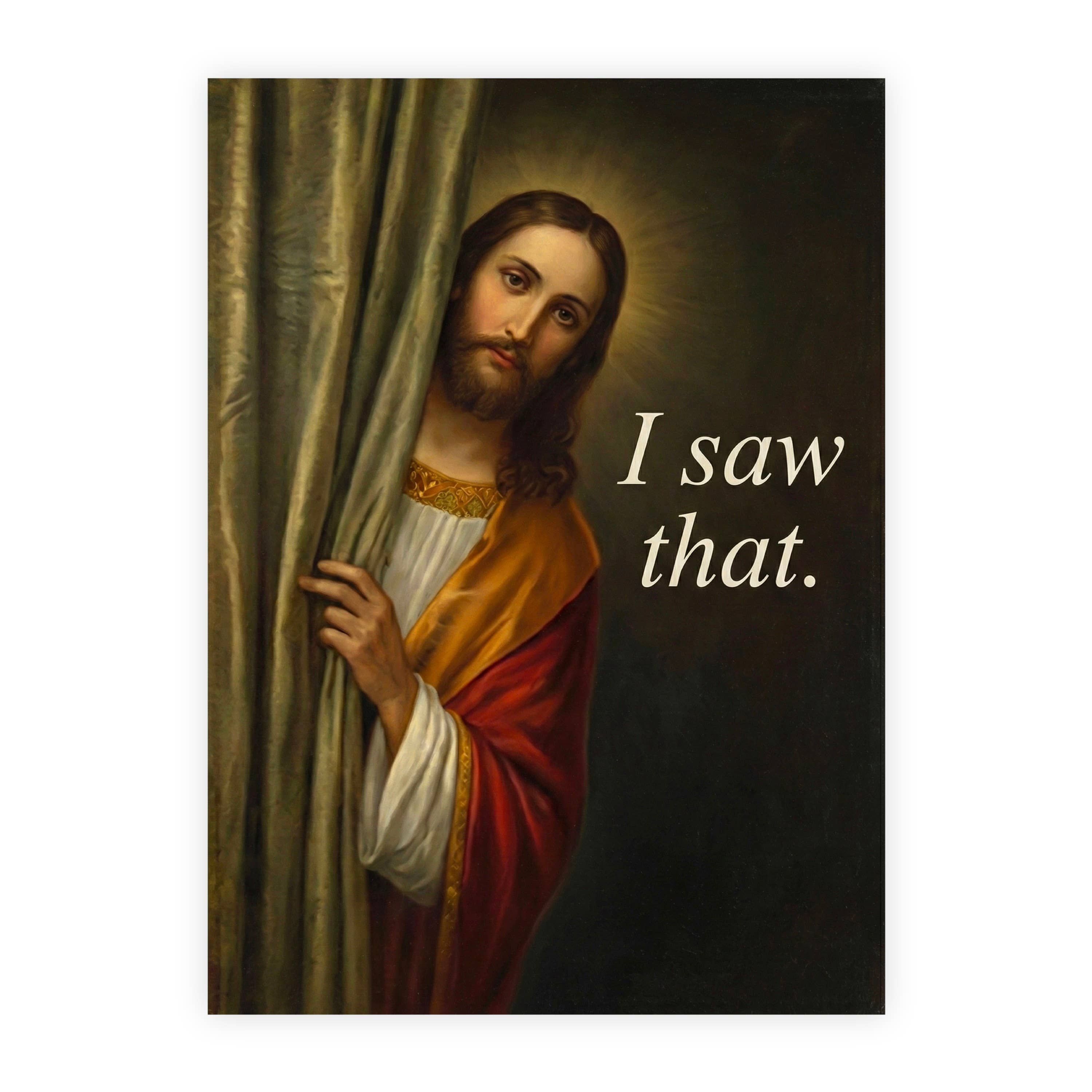 Jesus I Saw That Vintage Peeking Jesus Sticker