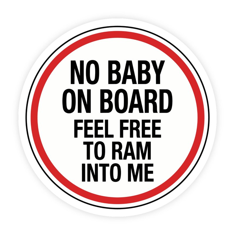 No Baby On Board Feel Free To Ram Into Me Minimal Sticker