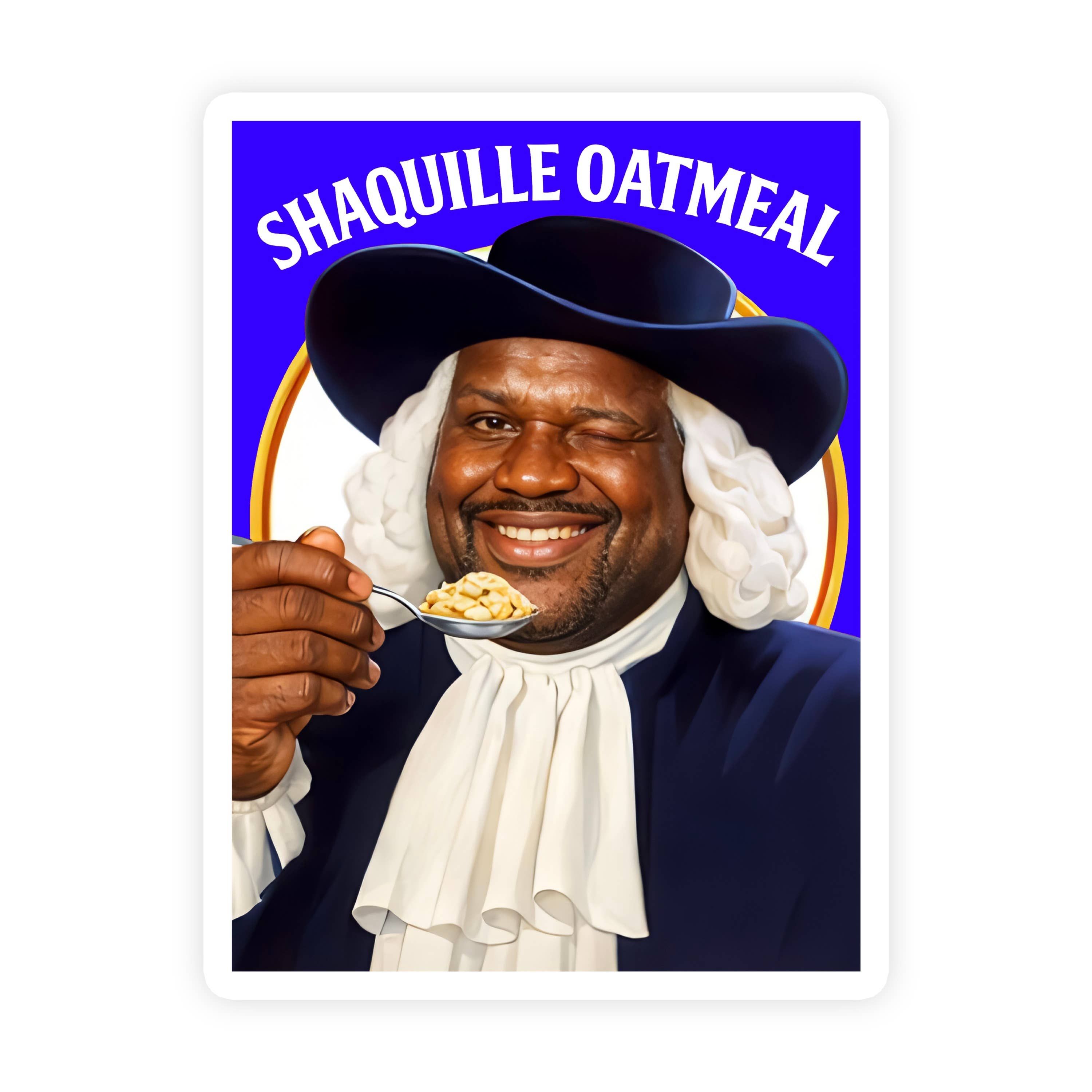 Shaquille Oatmeal Parody Blue Sticker