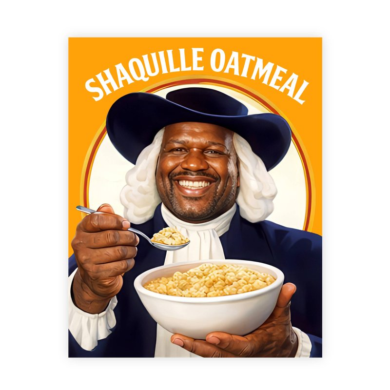 Shaquille Oatmeal Parody Orange Sticker