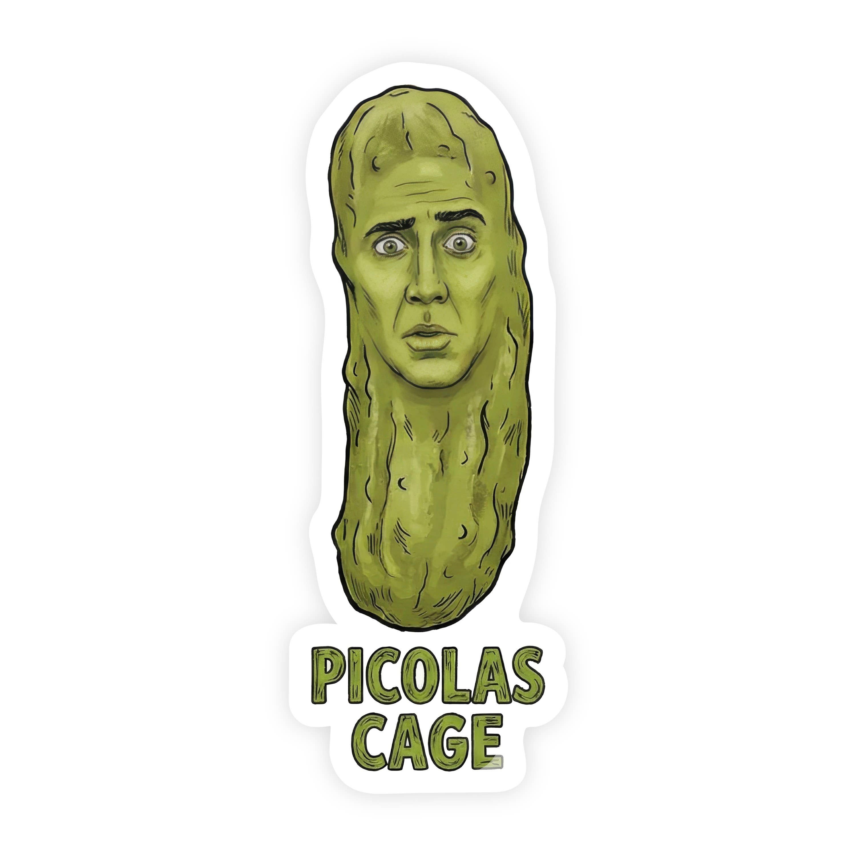 Picolas Cage Nicolas Cage Parody Illustrated Pickle Sticker