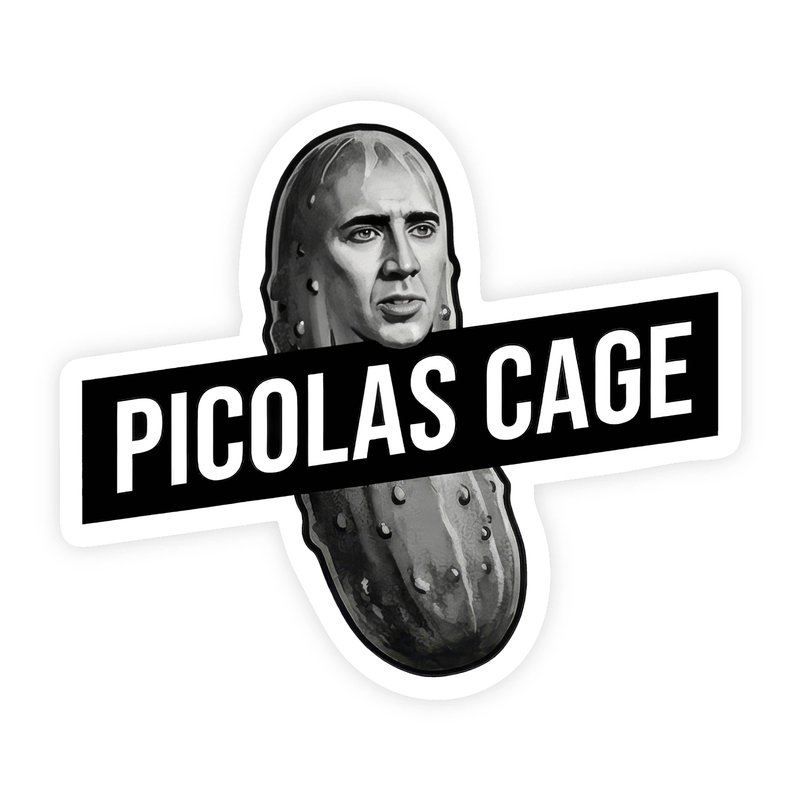Picolas Cage Nicolas Cage Parody Cinematic Pickle Sticker