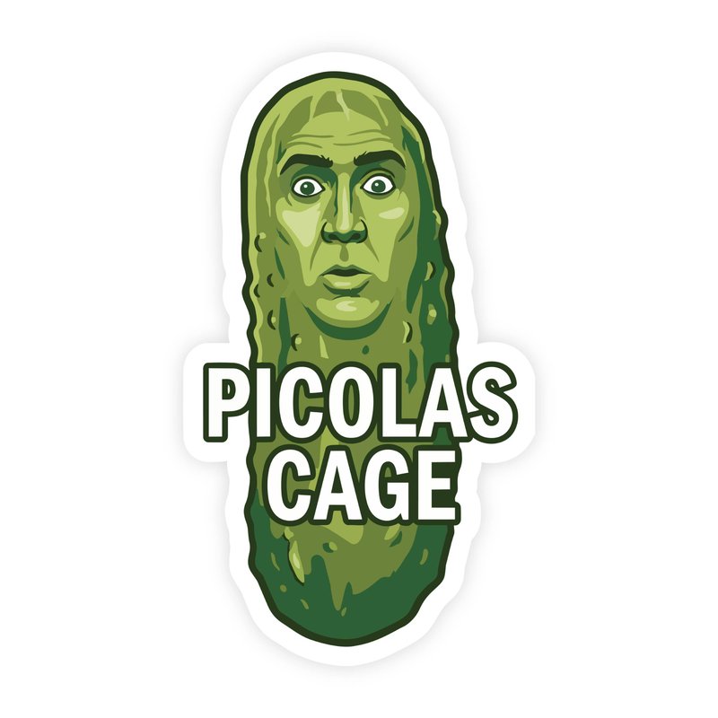 Picolas Cage Nicolas Cage Parody Worry Pickle Sticker