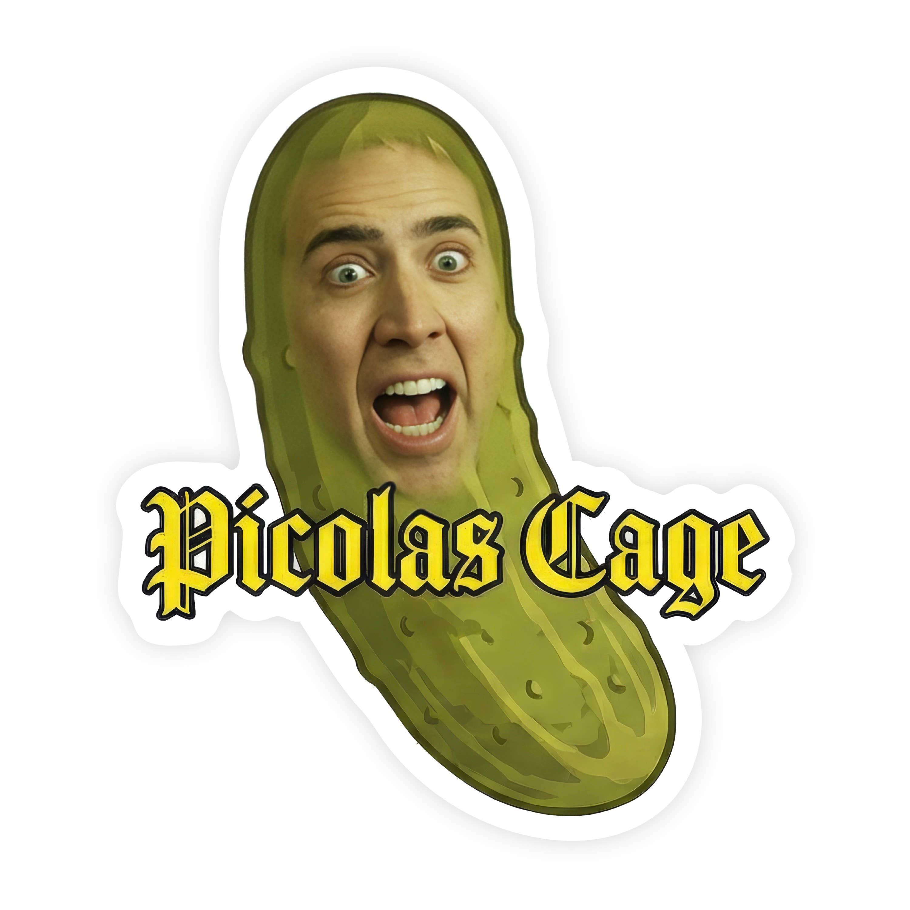 Picolas Cage Nicolas Cage Parody Screaming Pickle Sticker