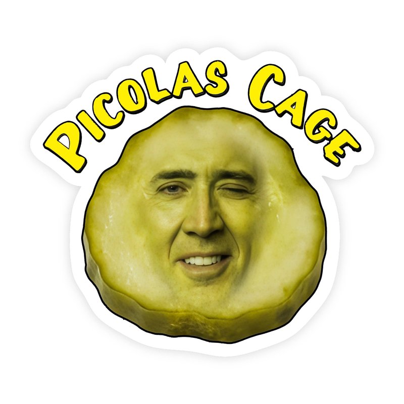 Picolas Cage Nicolas Cage Parody Pickle Chip Sticker