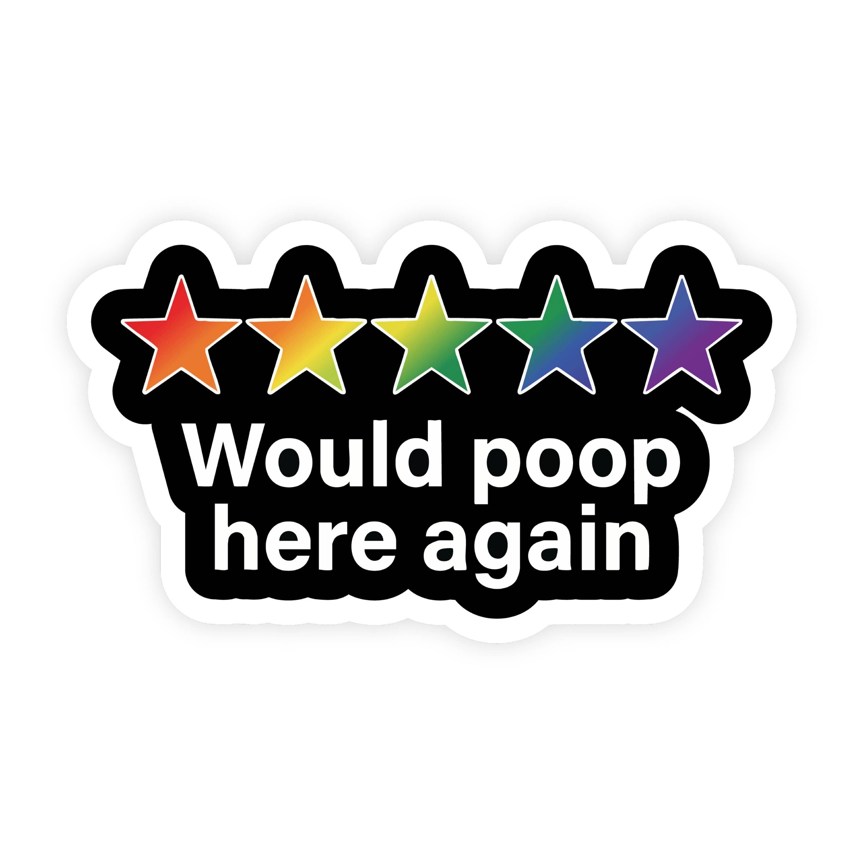 5 Stars Poop Here Again Sticker