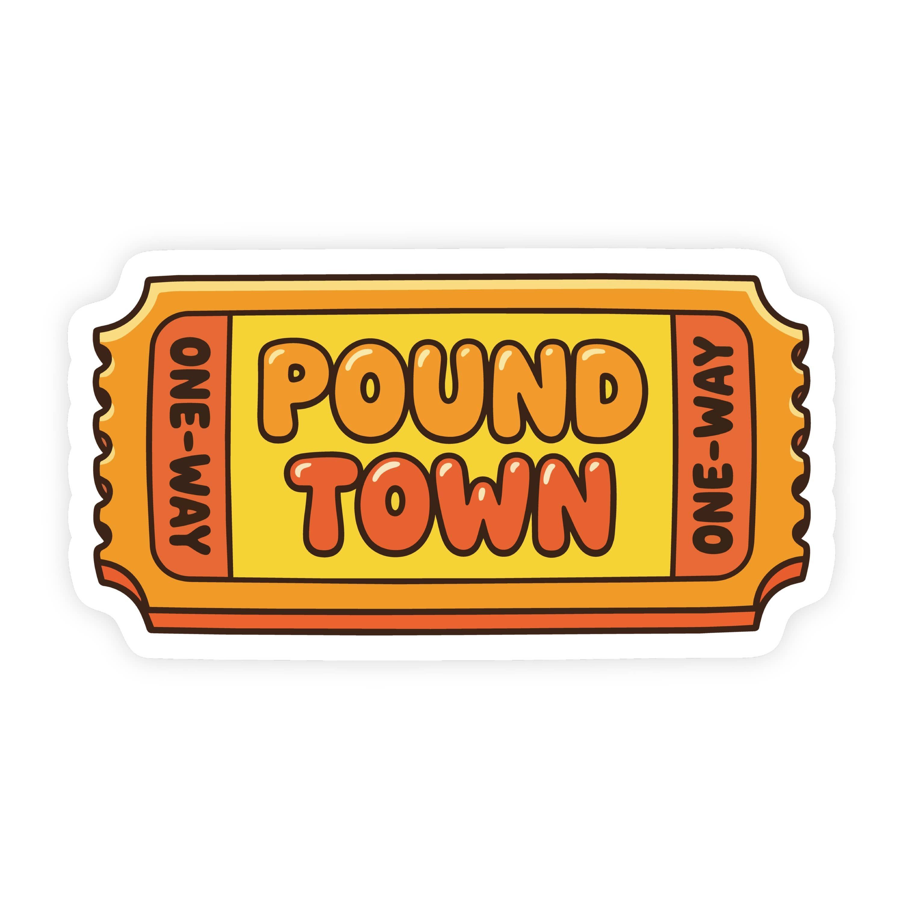 Ticket To Pound Town 70s Bubbly Retro Sticker