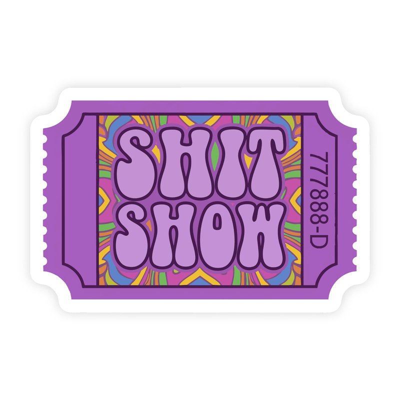Ticket To The Shit Show Groovy 70s Sticker