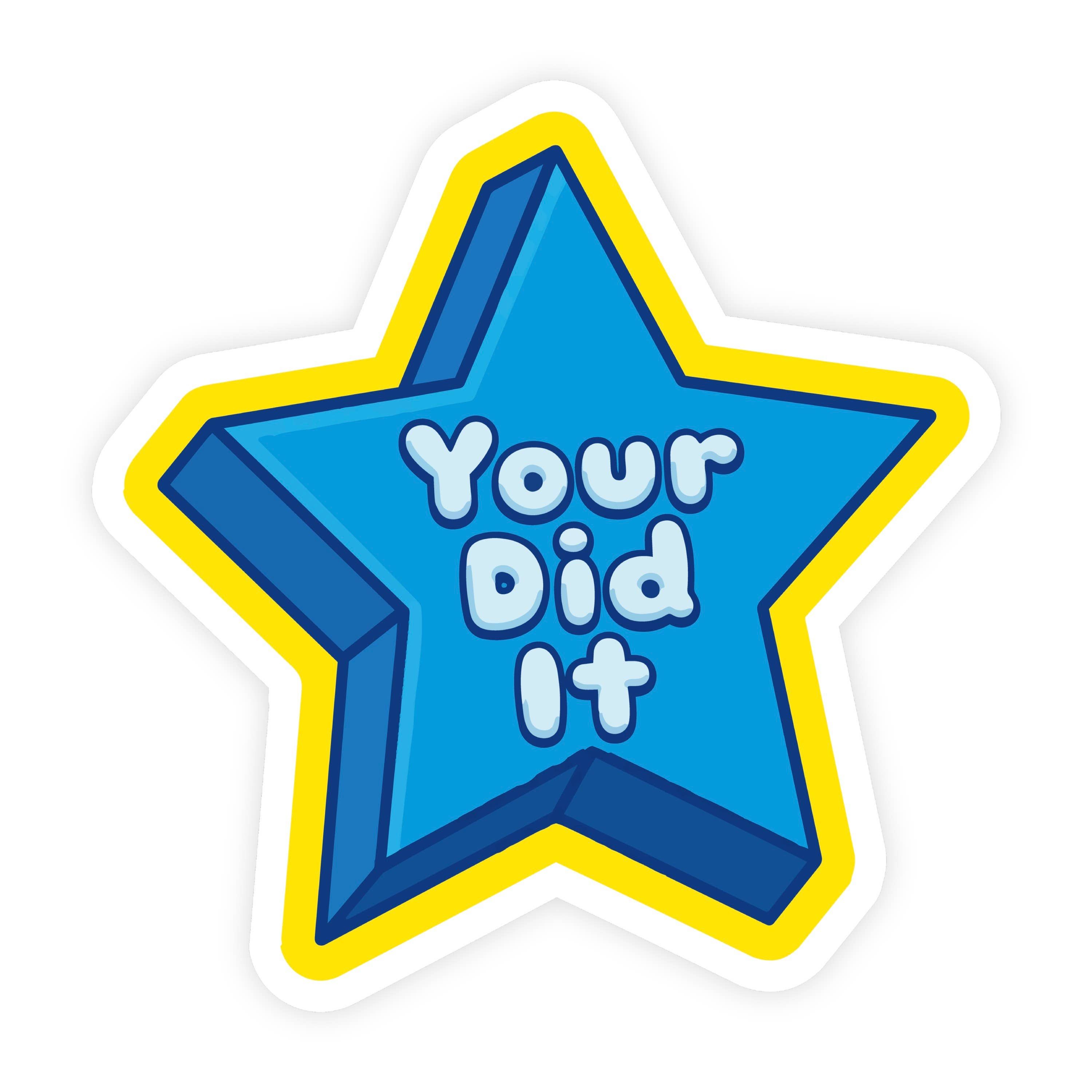 Your Did It Star Isometric Blue Sticker