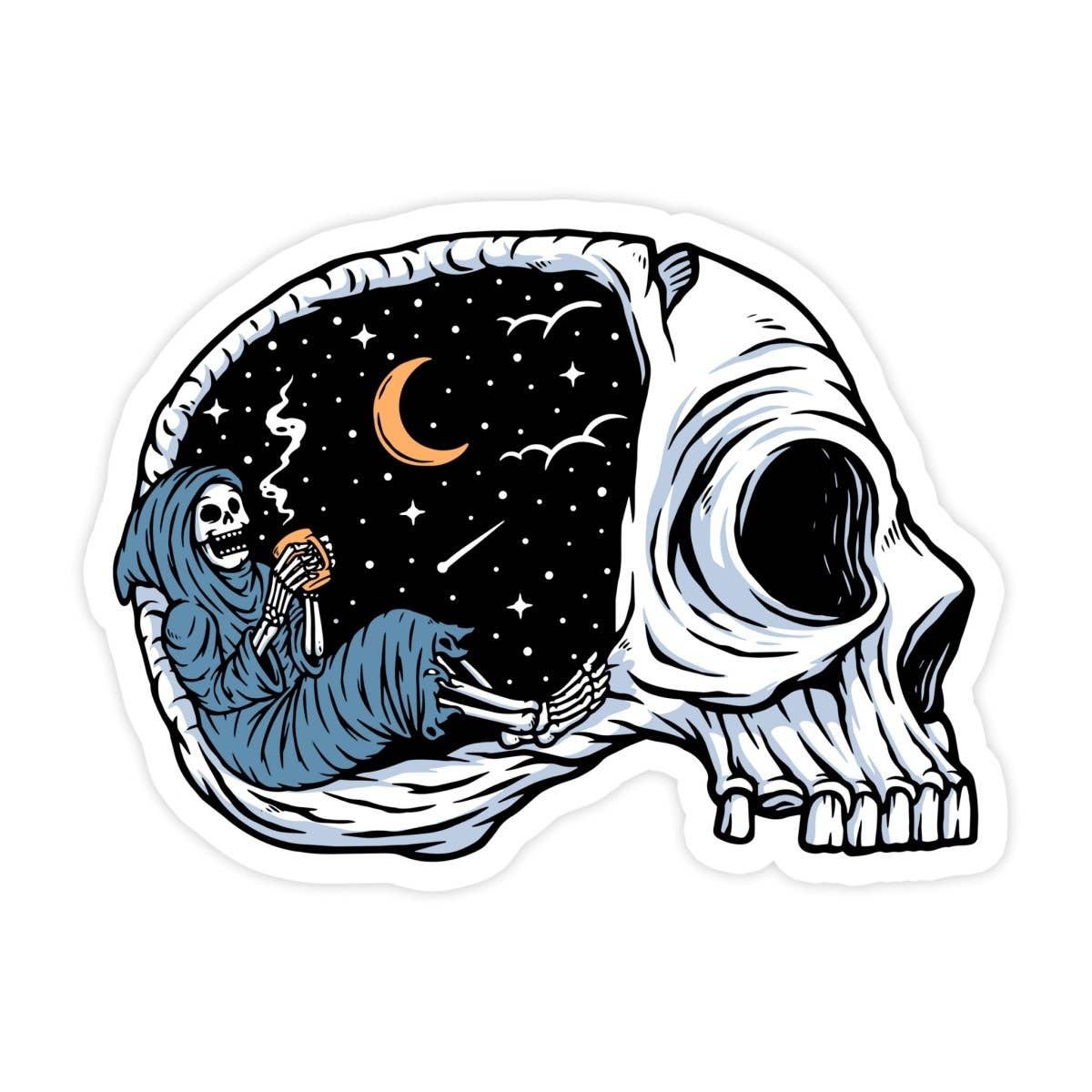 Dreaming Grim Reaper Skull Sticker