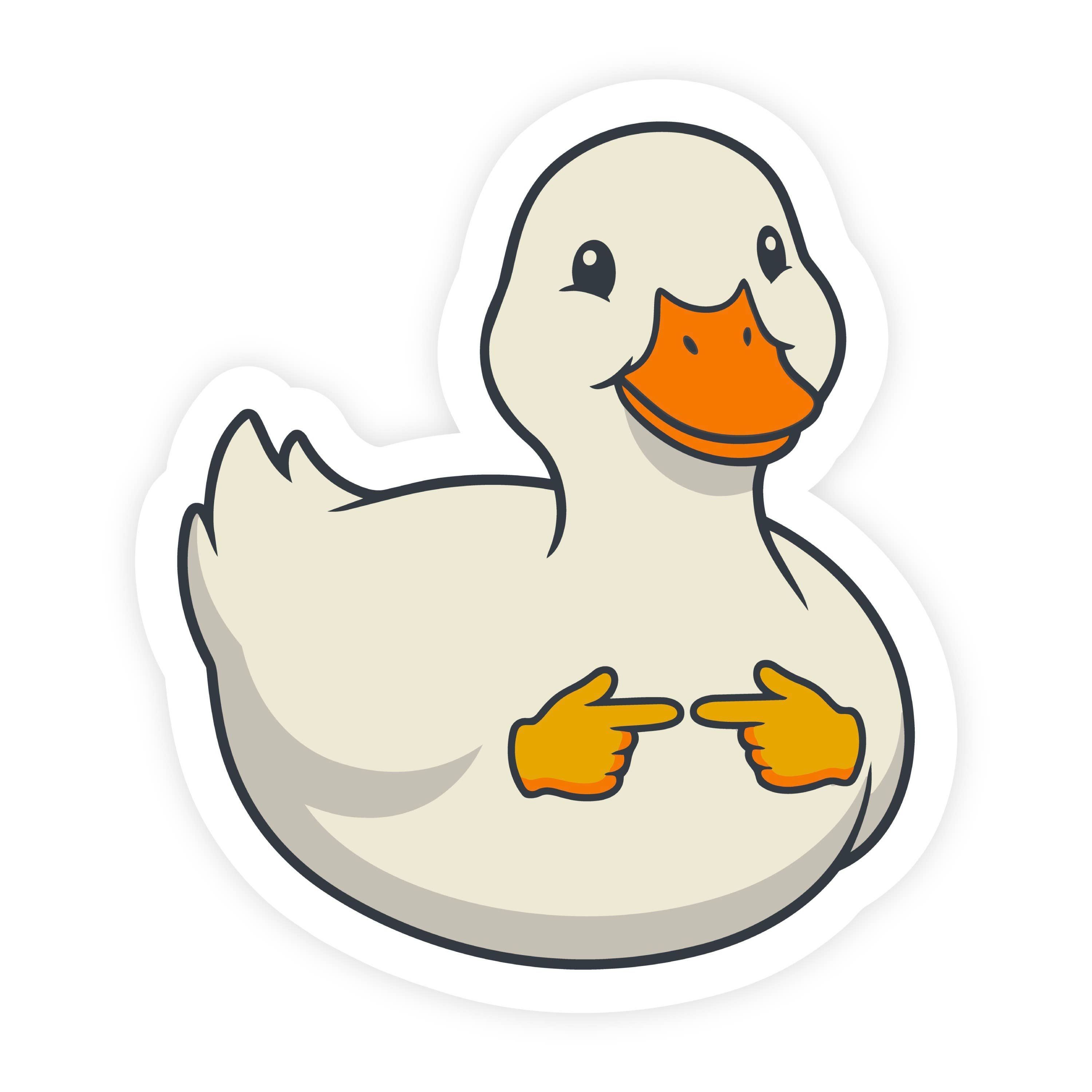 Shy Duck Pointy Fingers Sticker