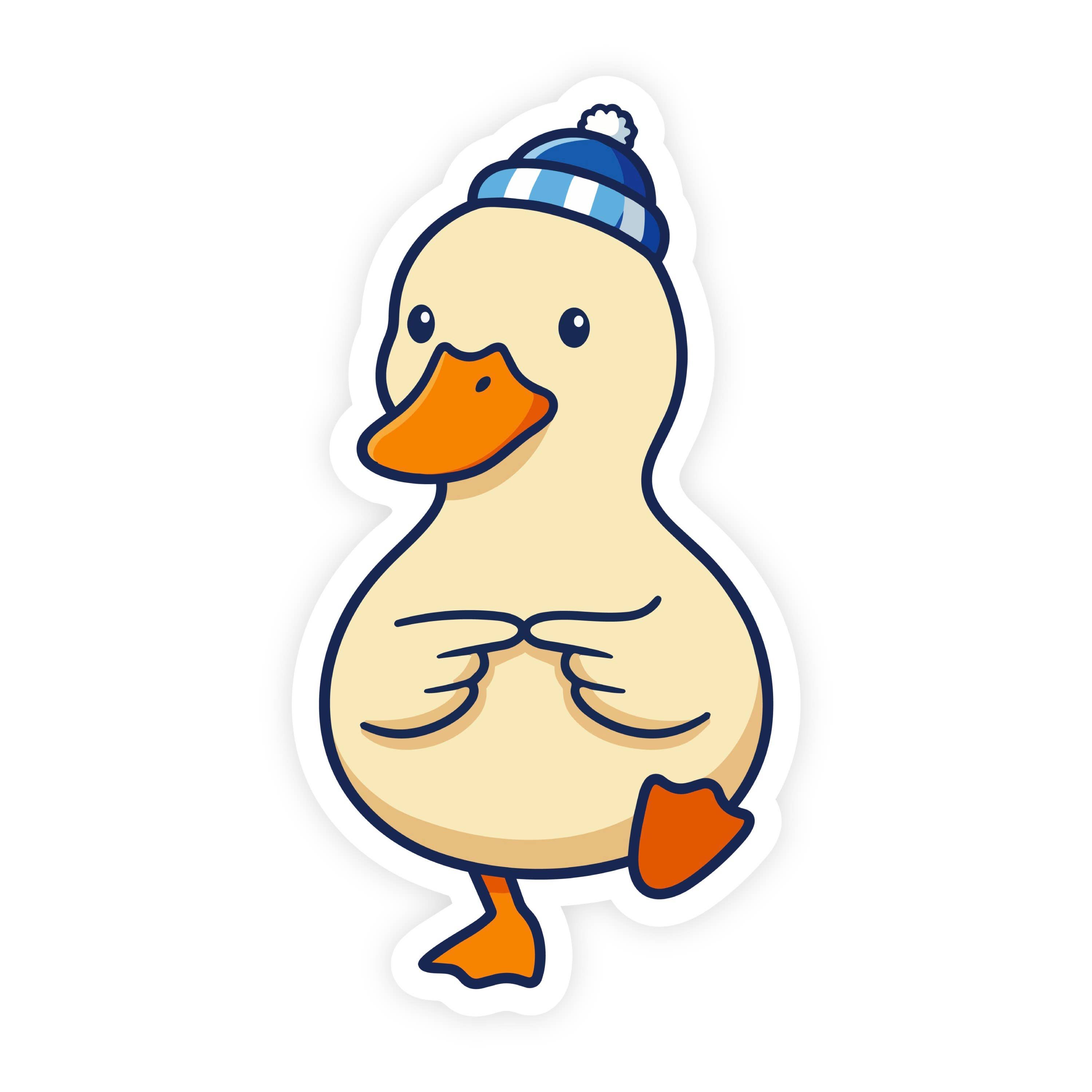 Shy Beanie Duck Pointy Fingers Sticker