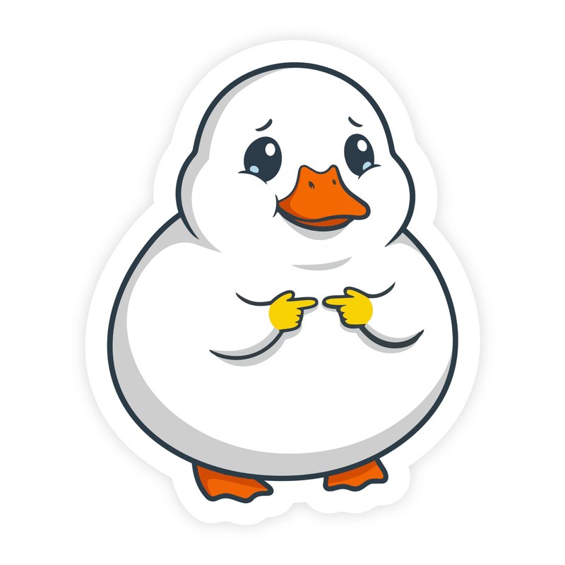 Shy Chubby Duck Pointy Fingers Sticker