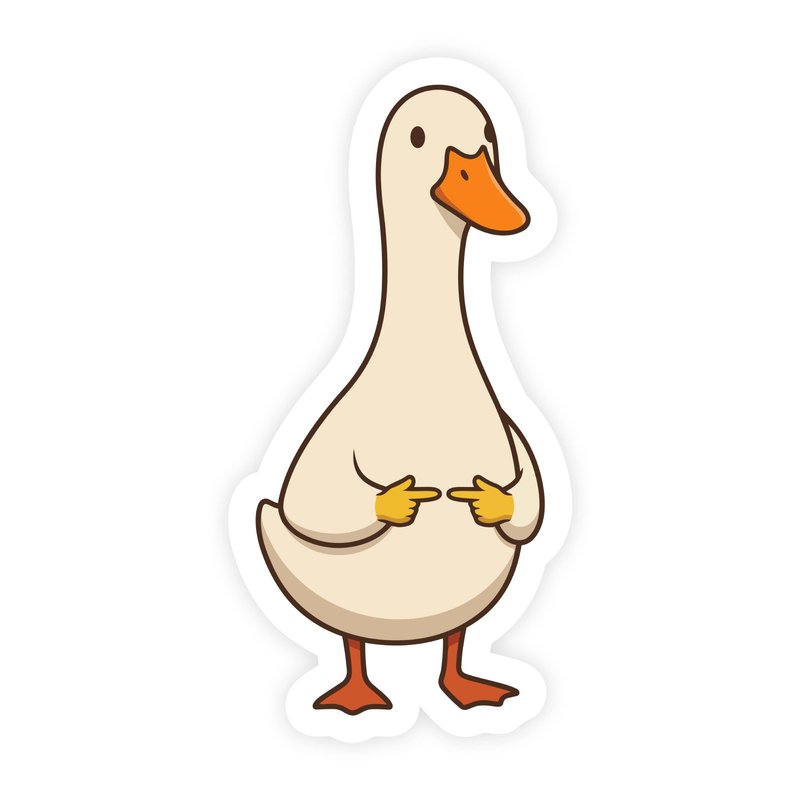 Shy Long Duck Pointy Fingers Sticker