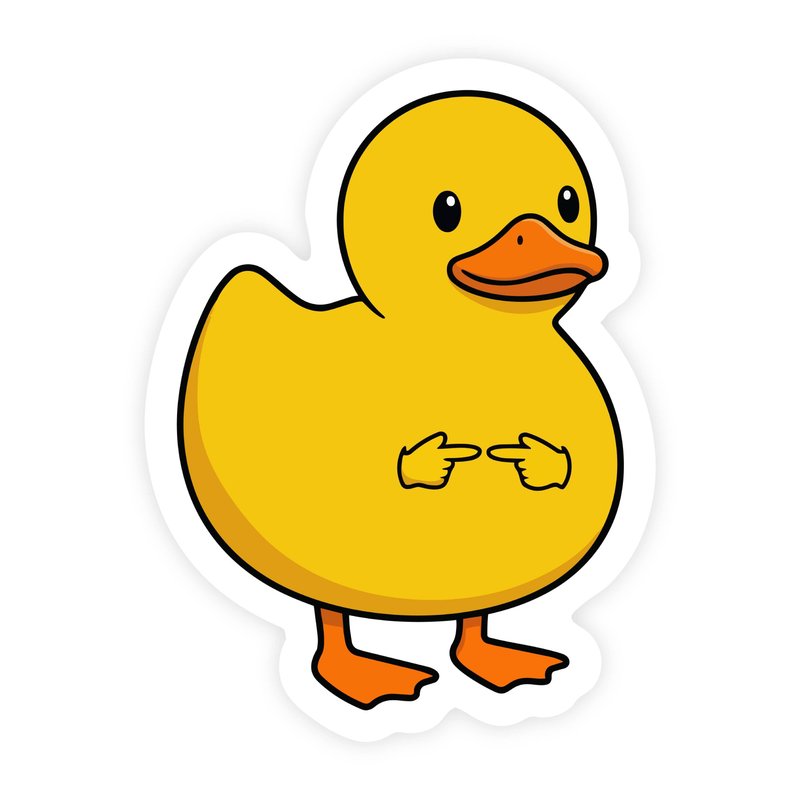 Yellow Rubber Duck Pointy Fingers Sticker