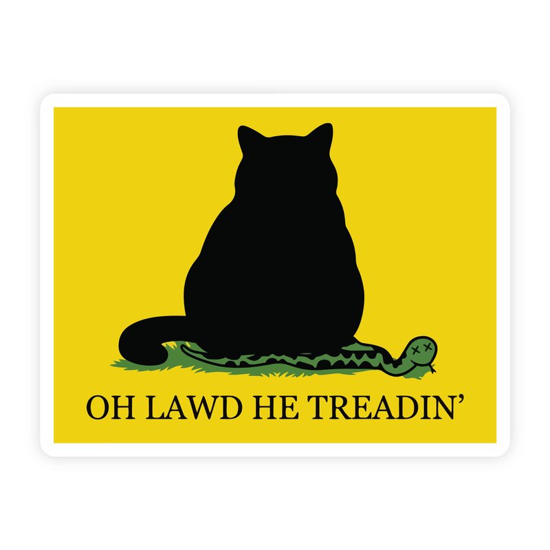 Oh Lawd He Treadin Chonky Black Cat Sticker