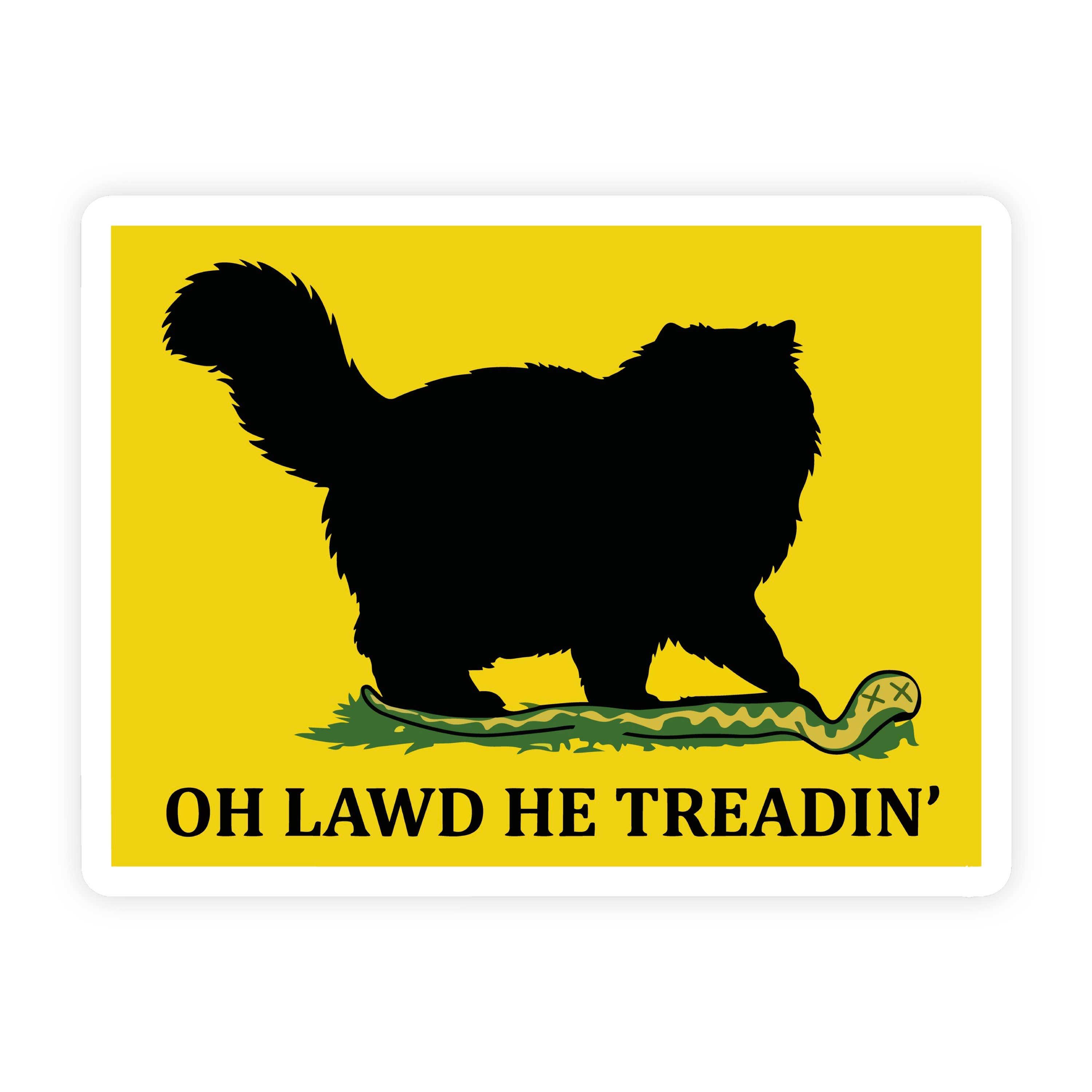 Oh Lawd He Treadin Fluffy Black Cat Sticker