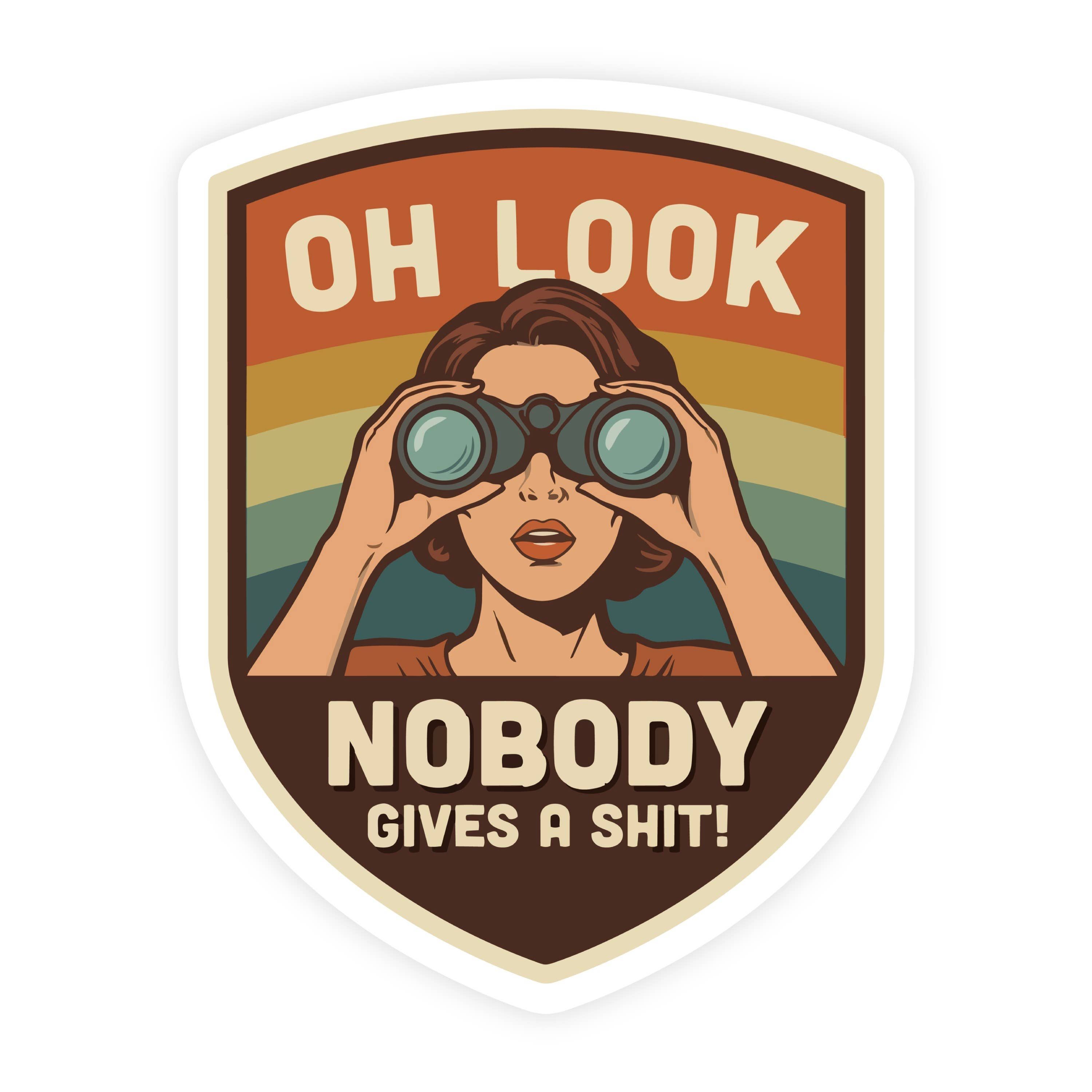 Oh Look Nobody Gives A Shit Vintage Binoculars Sticker