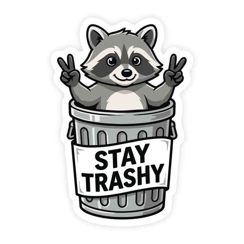 Stay Trashy Raccoon Trash Can Sticker